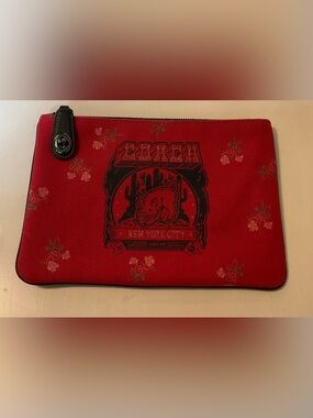 Coach Red Pig Graphic Wristlet Pouch
